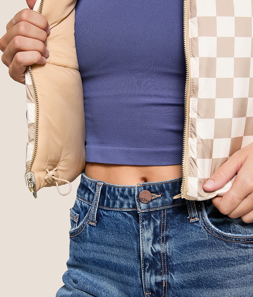 Checkered Reversible Cropped Vest