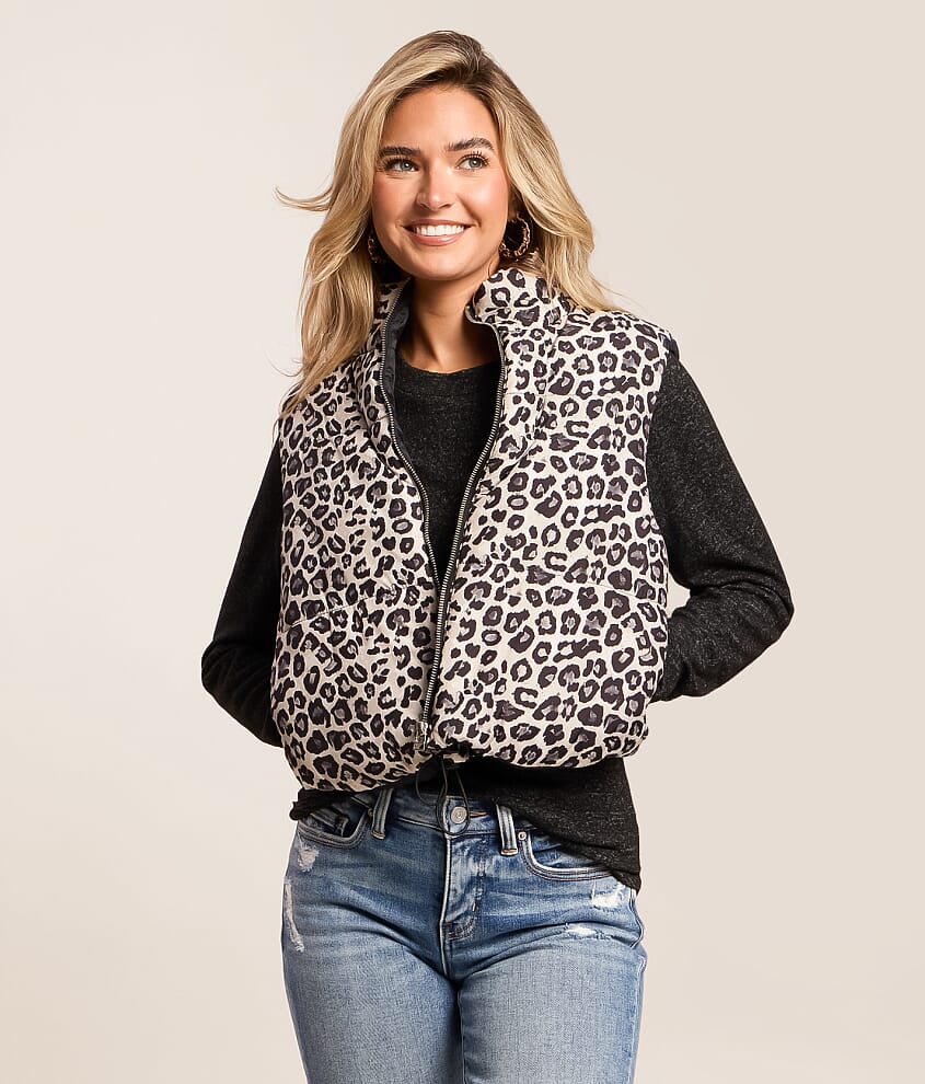 Leopard Puffer Vest