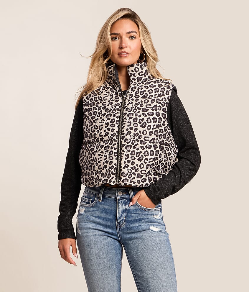 Leopard Puffer Vest - thumbnail 2