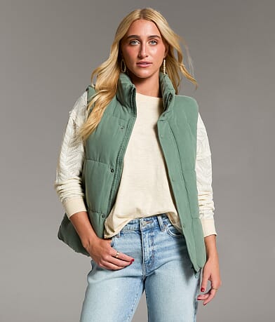 BKE Faux Suede Puffer Vest front view