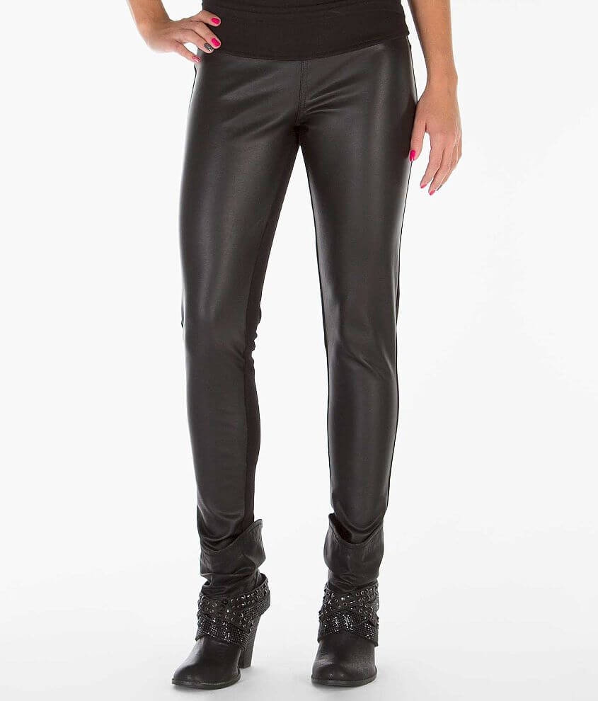 Celebrity Pink Faux Leather Ponte Pant front view
