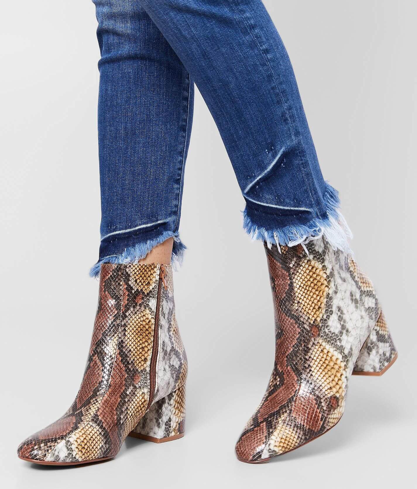 Chinese Laundry Davinna Faux Snakeskin Ankle Boot - Women's in Yellow Brown Snake | Buckle