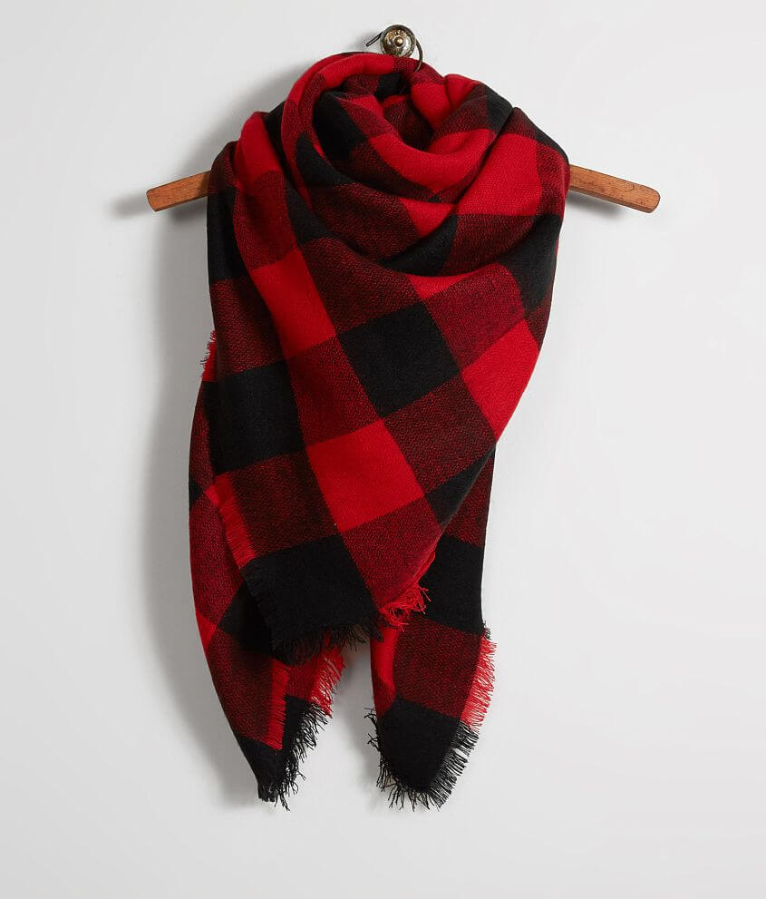 Buffalo Plaid Blanket Scarf Womens Scarves In Red Black Buckle Buffalo Plaid Blanket Scarf Womens Scarves In Red Black Buckle
