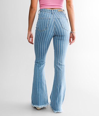 Cello Jeans High Rise Striped Flare Stretch Jean BACK