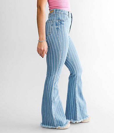 Cello Jeans High Rise Striped Flare Stretch Jean FULL_RIGHT_SIDE