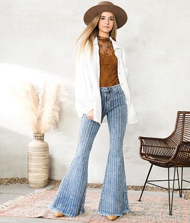 Cello High Rise Striped Flare Stretch Jean misc detail 2 view