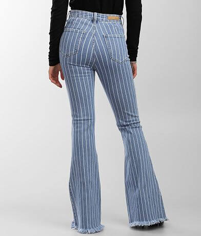 Cello Jeans High Rise Striped Flare Stretch Jean BACK