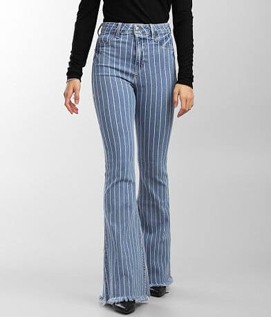 Cello Jeans High Rise Striped Flare Stretch Jean FULL_LEFT_SIDE