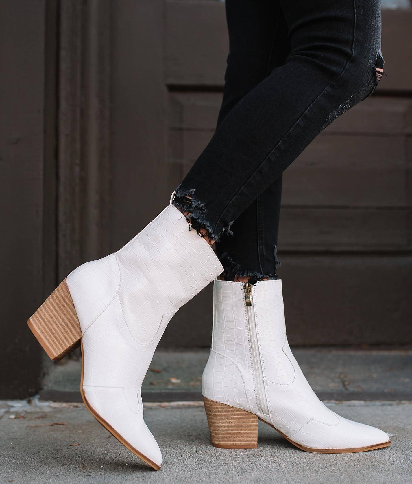 faux croc ankle boots