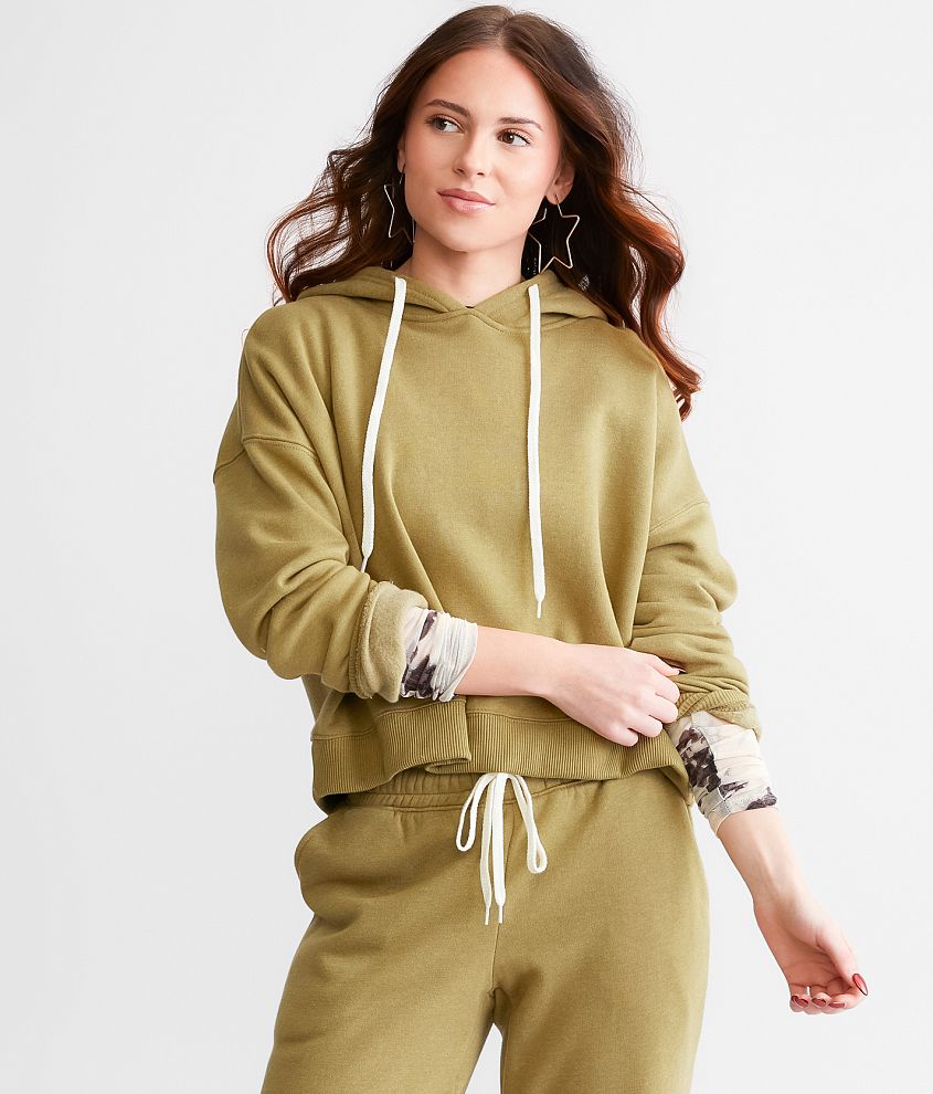 Gilded Intent Cropped Boxy Hooded Sweatshirt front view