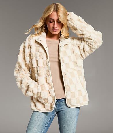 BKE Checkered Sherpa Jacket front view
