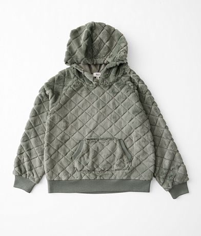 BKE Girls - Fuzzy Quilted Hoodie front view
