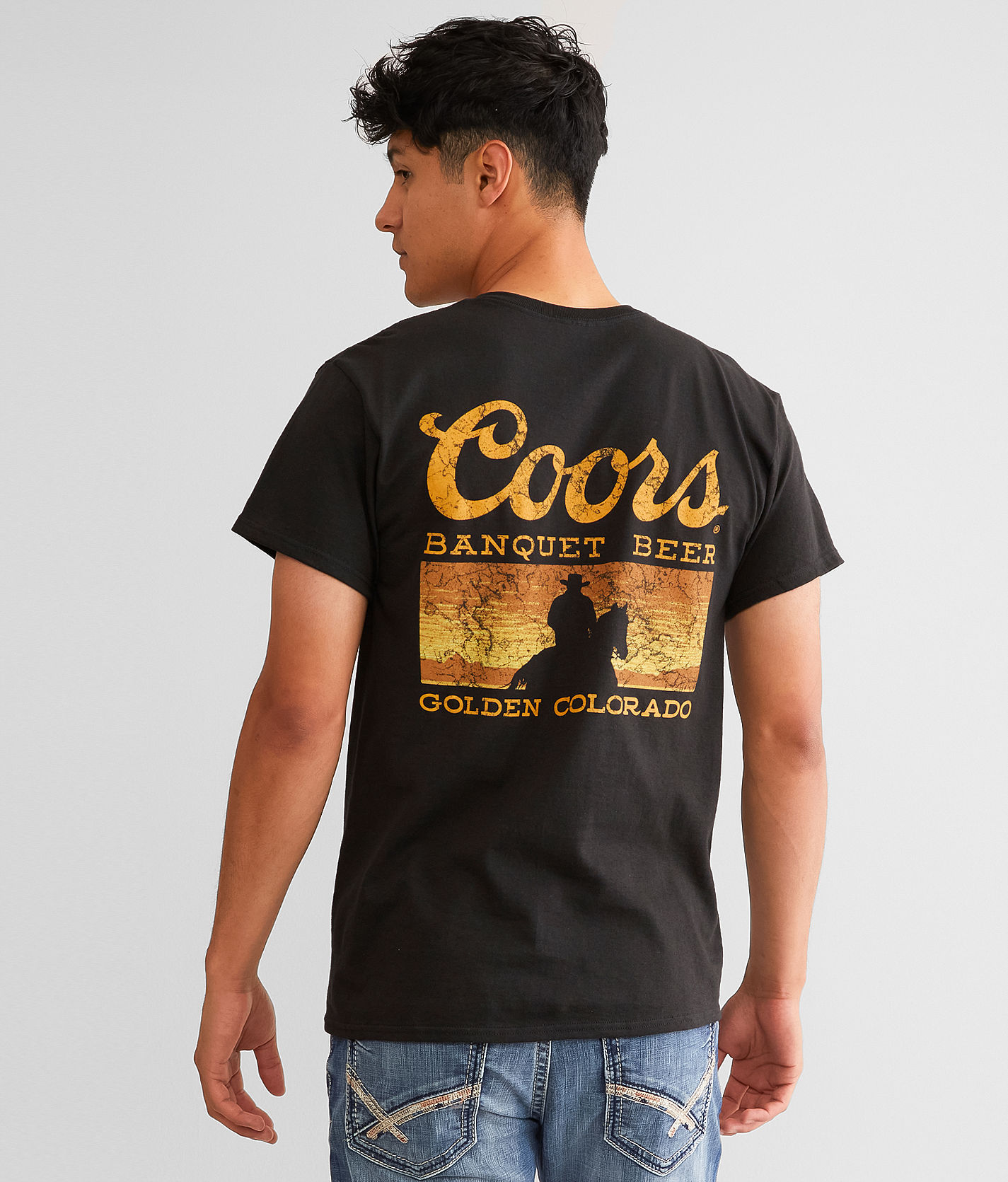 Coors Banquet Beer Cowboy T Shirt Men s T Shirts in Black Buckle
