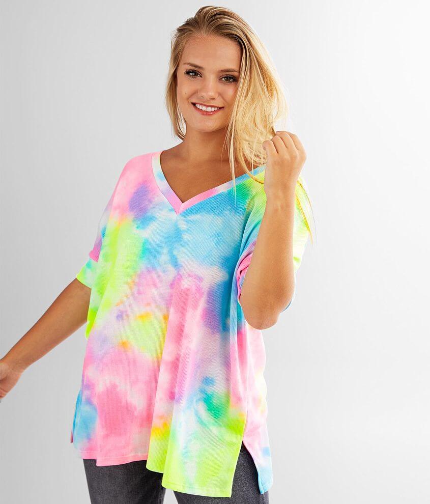 Cherish Oversized Tie Dye Thermal Top front view