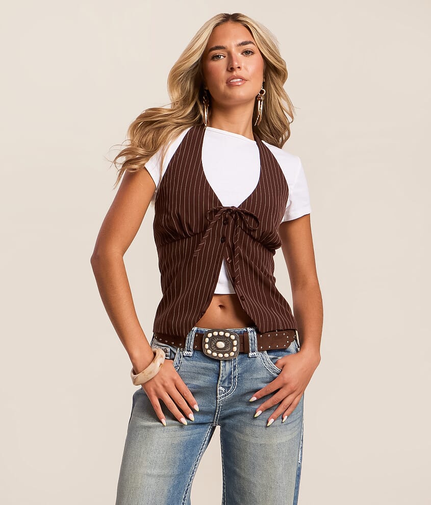 Willow & Root Icon Edit - Pinstriped Halter Tank Top - Women's