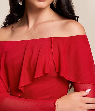 Off The Shoulder Mesh Top thumbnail 3