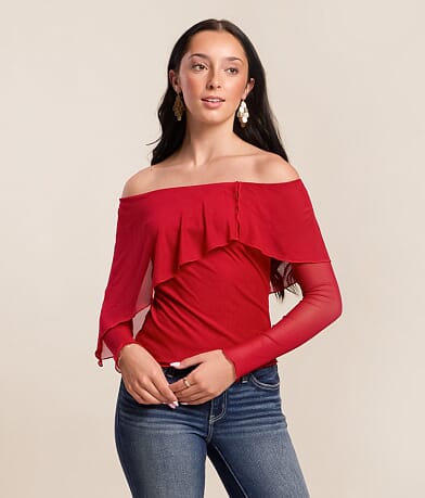 Off The Shoulder Mesh Top