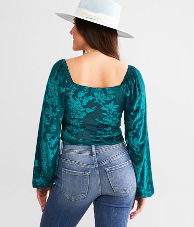Willow &amp; Root Floral Velvet Corset Top BACK