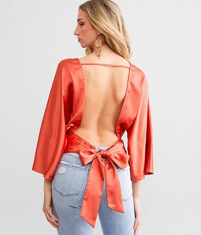 Willow &amp; Root Satin Back Tie Top back view
