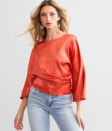 Willow &amp; Root Satin Back Tie Top full right side view