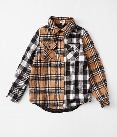 BKE Girls - Mixed Plaid Shacket front view