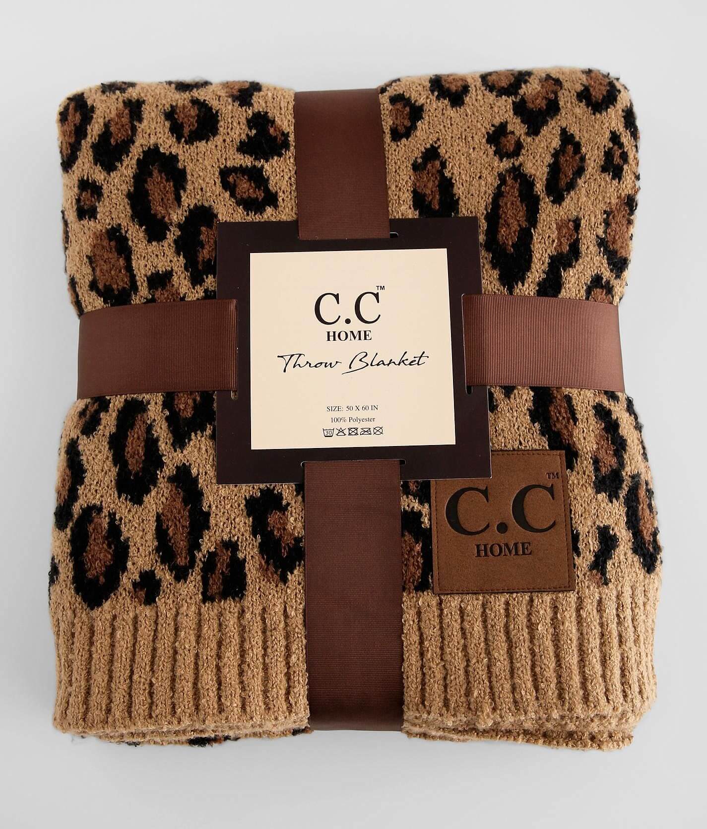 C.C® Plush Leopard Throw Blanket - Women's Loungewear in Latte