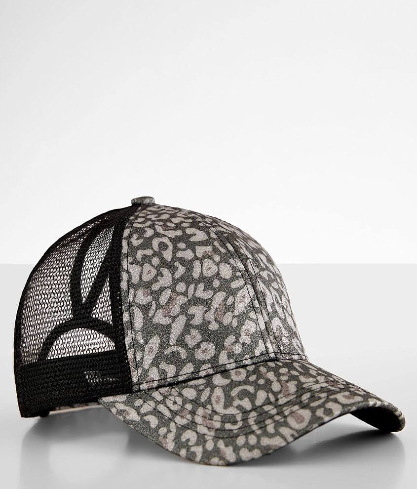C.C&#174; Leopard Glitter Ponytail Baseball Hat front view