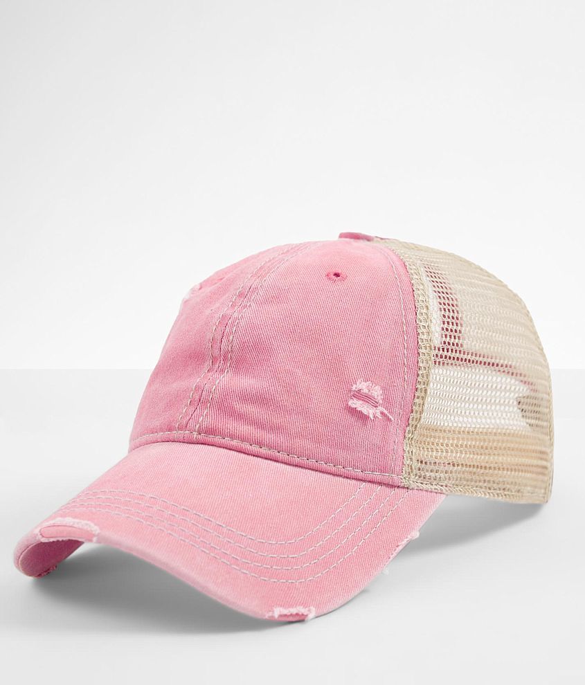 Pink Colored Distressed Trucker Hat - LV – Beauty Bird Vintage