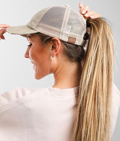 C.C&#174; Destructed Ponytail Trucker Hat misc detail 2 view