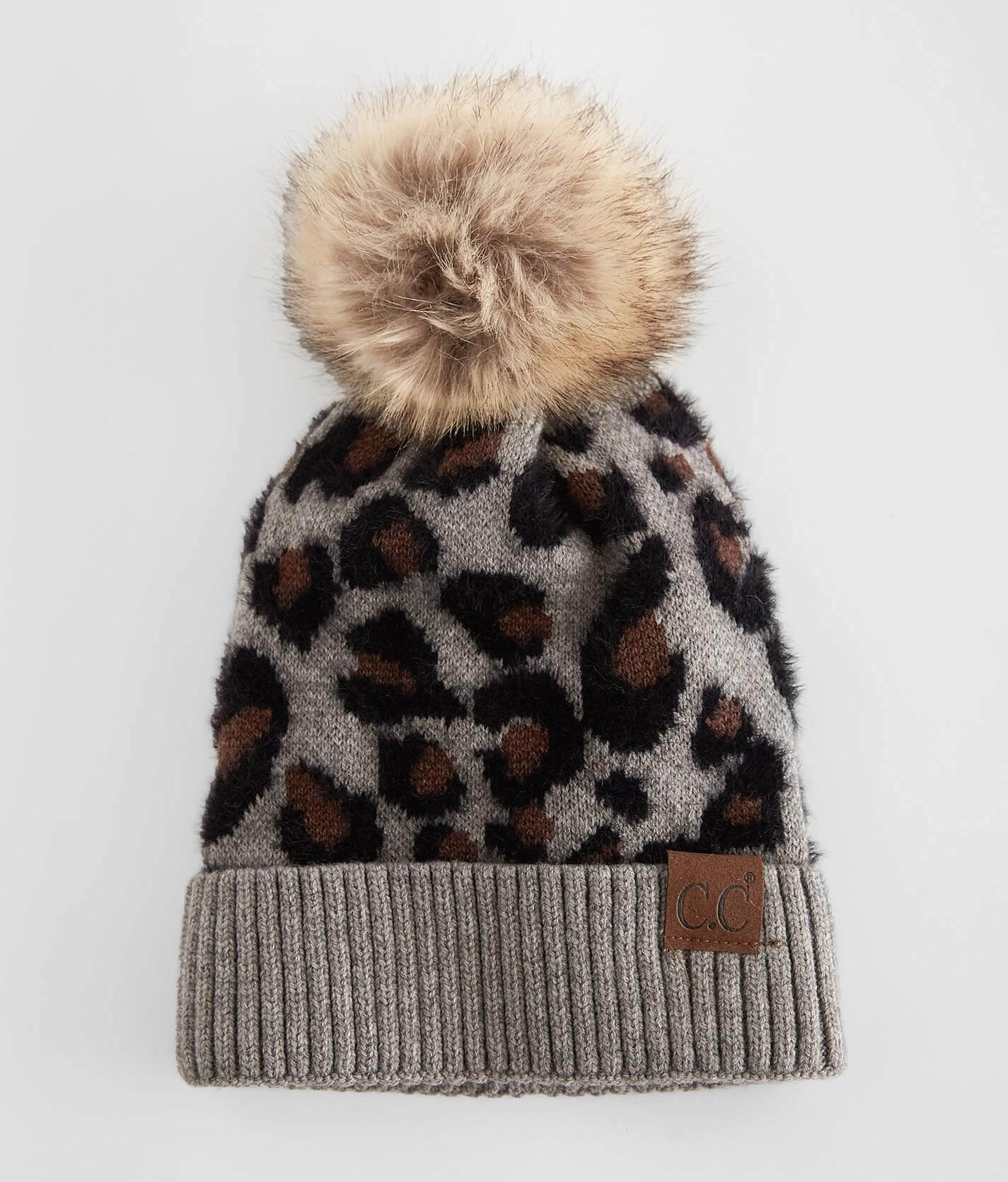 cc leopard pom beanie