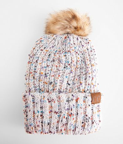 C.C® Faux Fur Pom Beanie front view