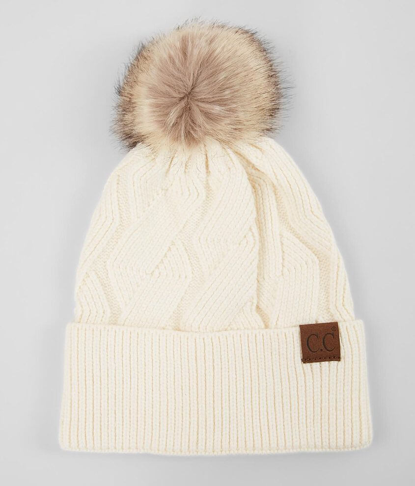 Image of C.C® Faux Fur Pom Beanie