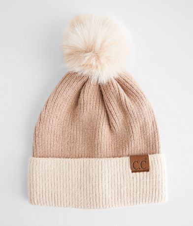 C.C® Faux Fur Pom Beanie front view