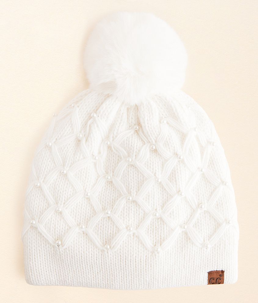 C.C Faux Pearl Pom Beanie