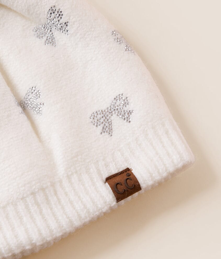 Rhinestone Bow Beanie