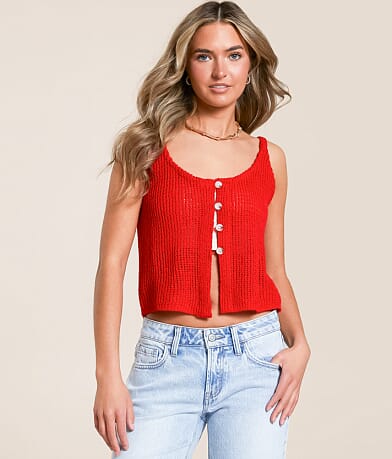 Willow & Root Cropped Sweater Tank Top front view