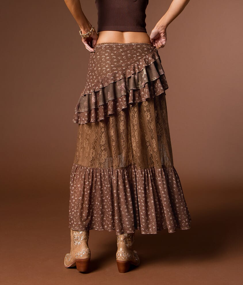 Tiered Lace Midi Skirt