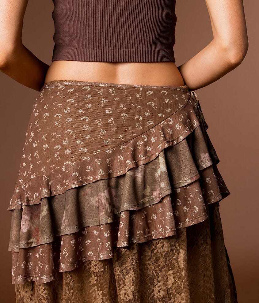 Tiered Lace Midi Skirt