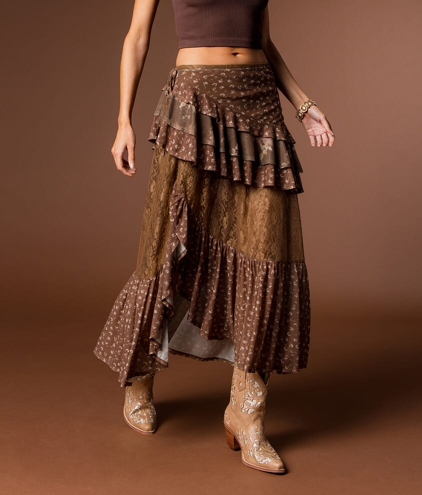 Tiered Lace Midi Skirt