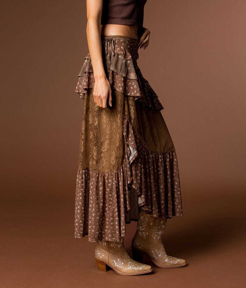 Tiered Lace Midi Skirt