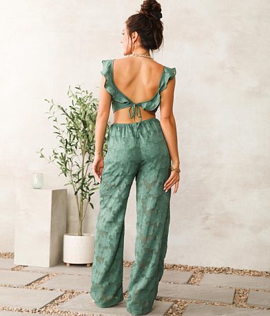 Chembery Textured Floral Romper BACK