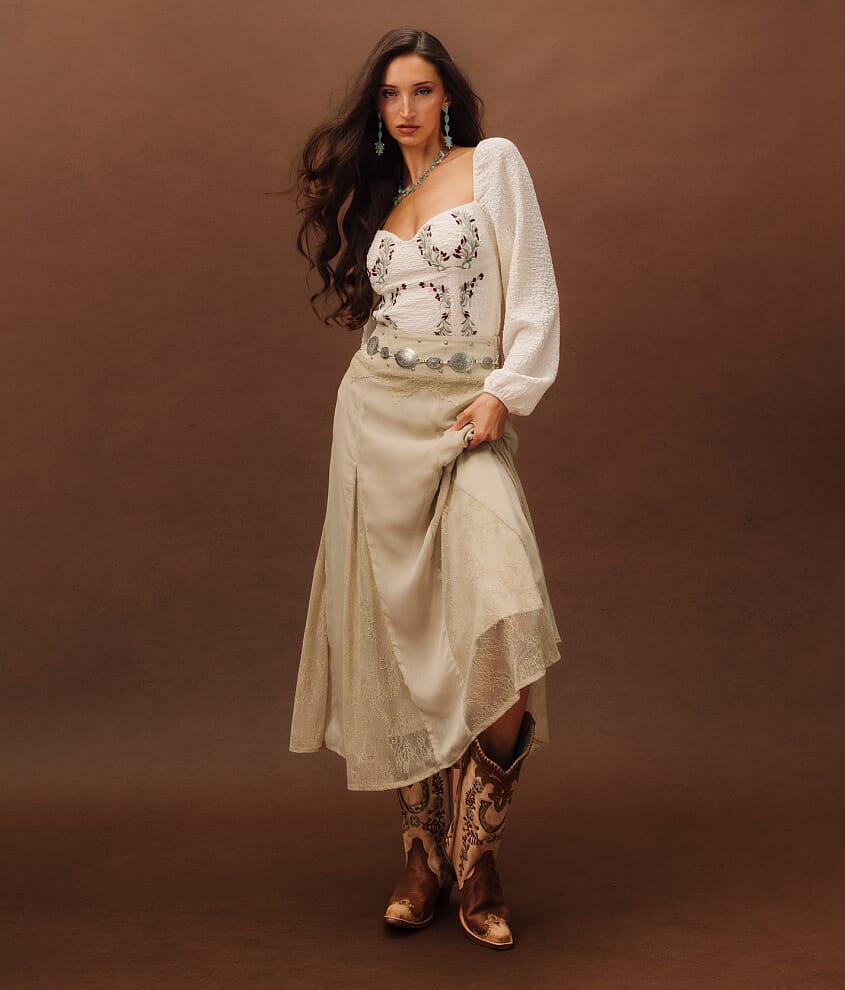 Studded Lace Maxi Skirt