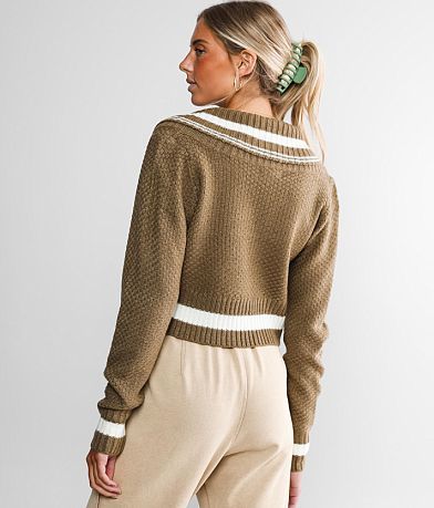 Gilded Intent Varsity Stripe Cropped Sweater BACK