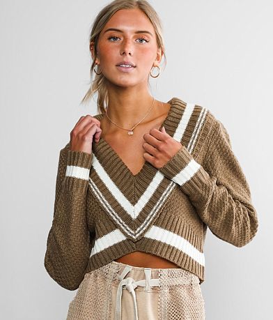 Gilded Intent Varsity Stripe Cropped Sweater MISC_DETAIL_1