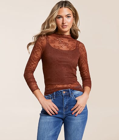Willow & Root Sheer Lace Top front view