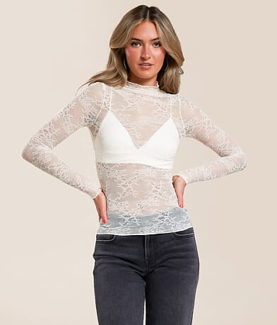 Willow & Root Sheer Lace Top front view