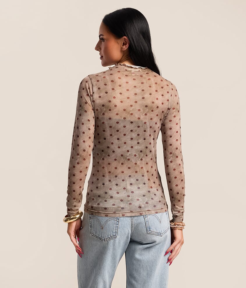 Willow & Washed Polka Dot Mesh Top