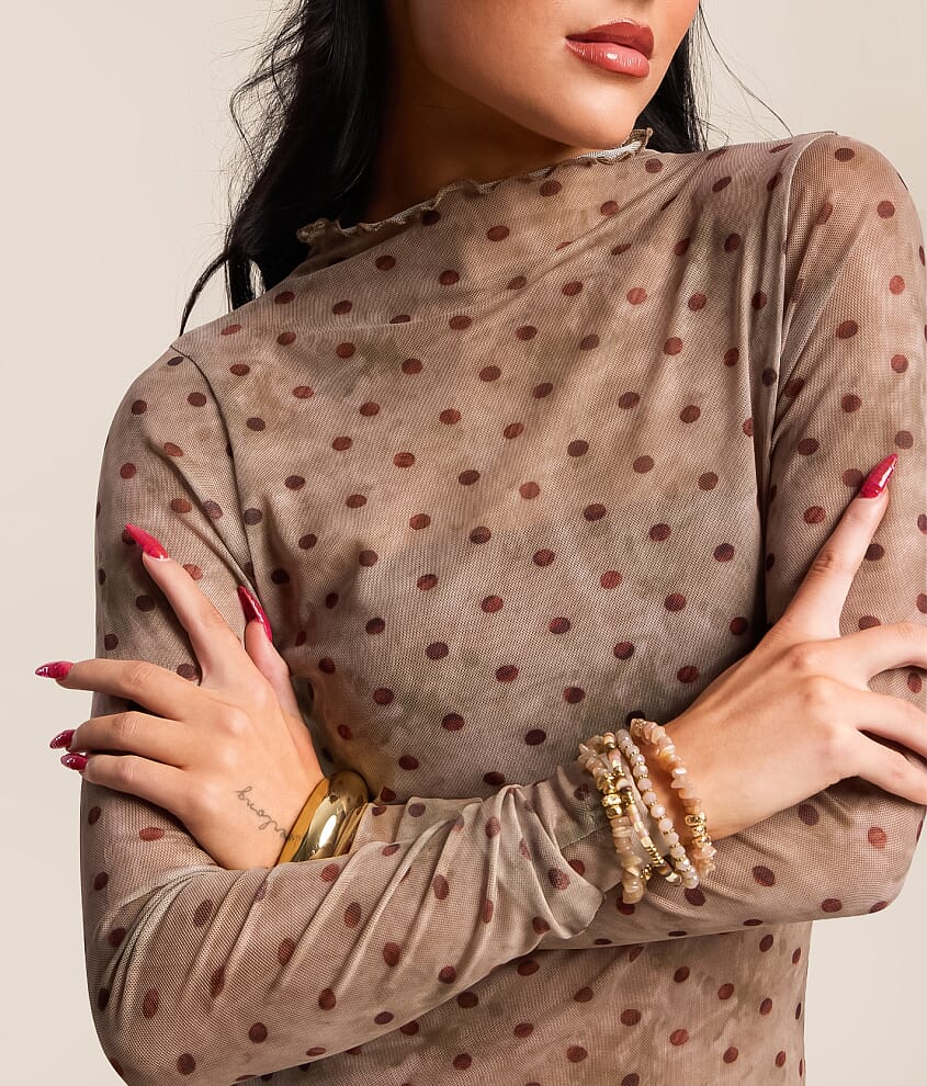 Willow & Washed Polka Dot Mesh Top