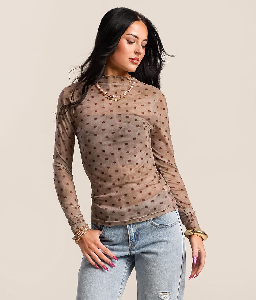 Willow & Washed Polka Dot Mesh Top