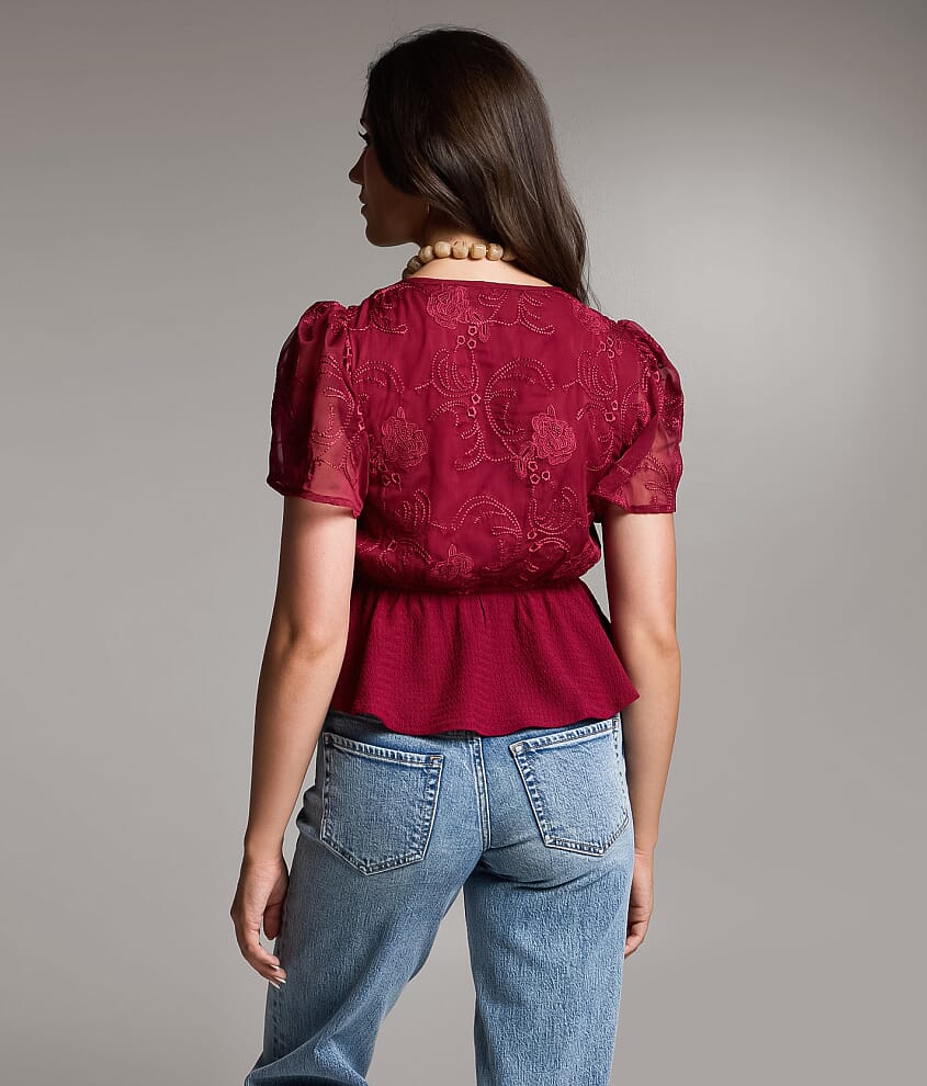 Embroidered Peplum Top - thumbnail 2